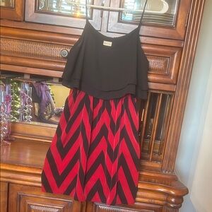 Black and Garnet Chevron Dress